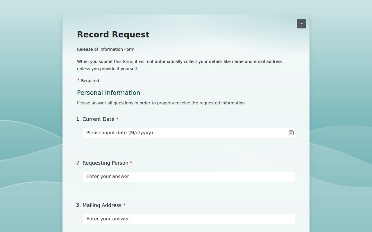 Unicoi County 911 public-record request form start page