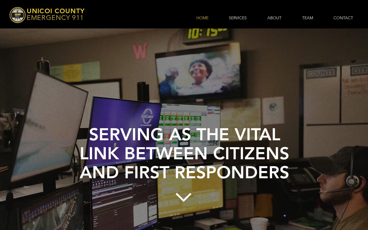 Unicoi County 911 Quick Links section with the Record Requests link